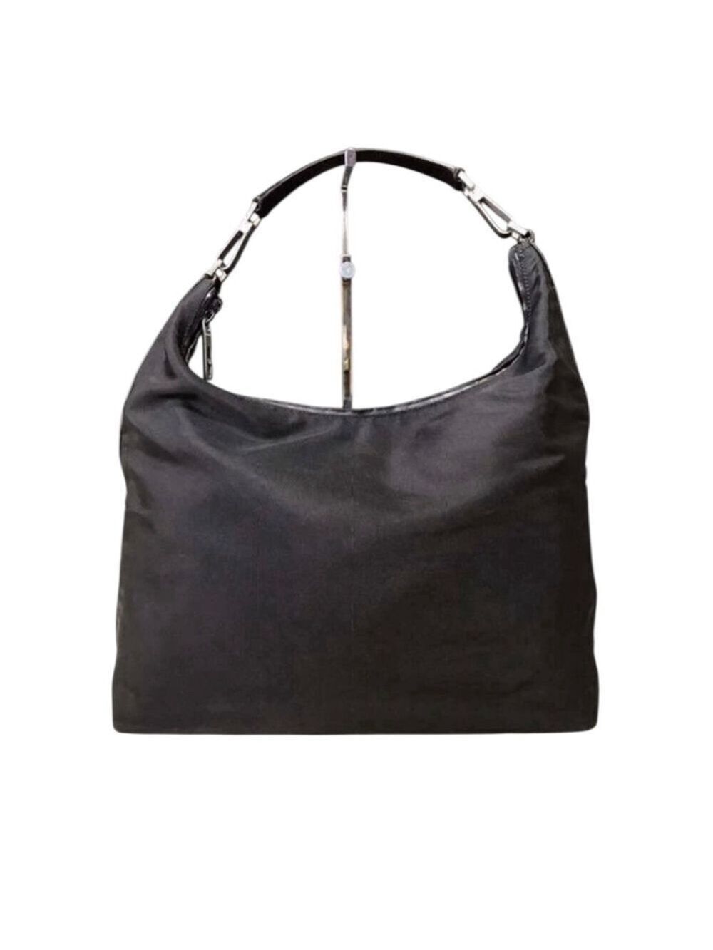 Gucci Black Nylon Shoulder Bag w Leather Trim 1990’s, Dust Bag - Picture 2 of 12